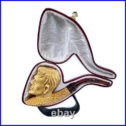 S. Yanik Meerschaum Pipe Frankenstein Smoking Pipe, Handcarved Tobacco Pipe