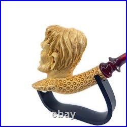 S. Yanik Meerschaum Pipe Frankenstein Smoking Pipe, Handcarved Tobacco Pipe