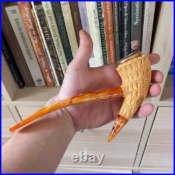 S. Yanik Meerschaum Pipe Freehand Lattice Ornament Smoking Pipe, Tobacco Pipe