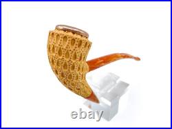 S. Yanik Meerschaum Pipe Freehand Lattice Ornament Smoking Pipe, Tobacco Pipe