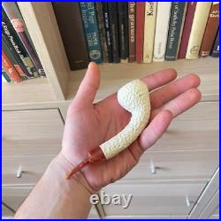 S. Yanik Meerschaum Pipe Freehand Smoking Pipe, Handcarved Tobacco Pipe