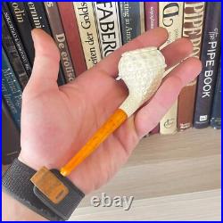 S. Yanik Meerschaum Pipe Freehand Smoking Pipe, Lattice Ornament Tobacco Pipe