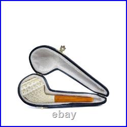 S. Yanik Meerschaum Pipe Freehand Smoking Pipe, Lattice Ornament Tobacco Pipe