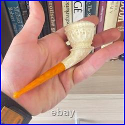 S. Yanik Meerschaum Pipe Freehand Smoking Pipe with Lattice Ornament Tobacco Pipe