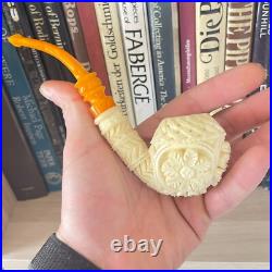 S. Yanik Meerschaum Pipe Half Bent Ornament Billiard Smoking Pipe, Tobacco Pipe
