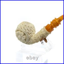 S. Yanik Meerschaum Pipe Half Bent Ornament Billiard Smoking Pipe, Tobacco Pipe