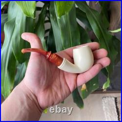 S. Yanik Meerschaum Pipe Half Bent Smooth Tobacco Smoking Pipe