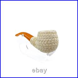 S. Yanik Meerschaum Pipe, HandCarved Half Bent Billiard Celtic Knot Smoking Pipe