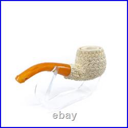 S. Yanik Meerschaum Pipe, HandCarved Half Bent Billiard Celtic Knot Smoking Pipe