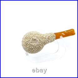 S. Yanik Meerschaum Pipe, HandCarved Half Bent Billiard Celtic Knot Smoking Pipe