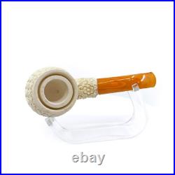 S. Yanik Meerschaum Pipe, HandCarved Half Bent Billiard Celtic Knot Smoking Pipe