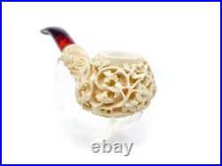 S. Yanik Meerschaum Pipe Hand Carved Apple Shaped Smoking Pipe 9 mm Filtered