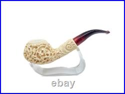 S. Yanik Meerschaum Pipe Hand Carved Apple Shaped Smoking Pipe 9 mm Filtered