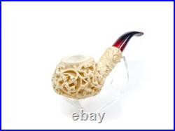S. Yanik Meerschaum Pipe Hand Carved Apple Shaped Smoking Pipe 9 mm Filtered