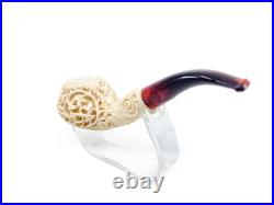S. Yanik Meerschaum Pipe Hand Carved Apple Shaped Smoking Pipe 9 mm Filtered