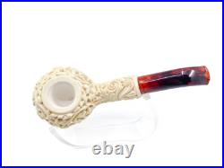S. Yanik Meerschaum Pipe Hand Carved Apple Shaped Smoking Pipe 9 mm Filtered