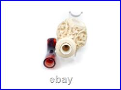 S. Yanik Meerschaum Pipe Hand Carved Apple Shaped Smoking Pipe 9 mm Filtered