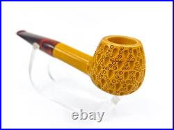 S. Yanik Meerschaum Pipe Hand Carved Lattice Ornament Tomato Shaped Smoking Pipe