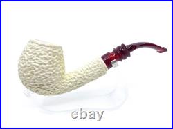 S. Yanik Meerschaum Pipe Hand Carved Rustic Billiard Smoking Pipe, Tobacco Pipe