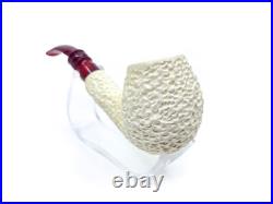 S. Yanik Meerschaum Pipe Hand Carved Rustic Billiard Smoking Pipe, Tobacco Pipe