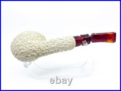 S. Yanik Meerschaum Pipe Hand Carved Rustic Billiard Smoking Pipe, Tobacco Pipe