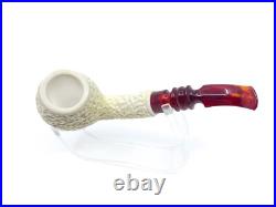 S. Yanik Meerschaum Pipe Hand Carved Rustic Billiard Smoking Pipe, Tobacco Pipe