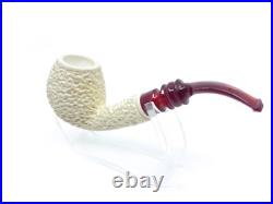 S. Yanik Meerschaum Pipe Hand Carved Rustic Billiard Smoking Pipe, Tobacco Pipe