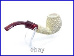 S. Yanik Meerschaum Pipe Hand Carved Rustic Billiard Smoking Pipe, Tobacco Pipe