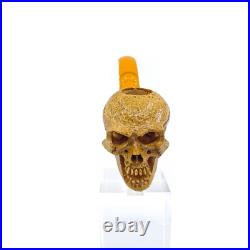 S. Yanik Meerschaum Pipe Hand Carved Skull Smoking Pipe with SPC Case model 3