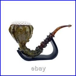 S. Yanik Meerschaum Pipe Handmade Calabash Smoking Pipe, Real Gourd, Tobacco Pipe