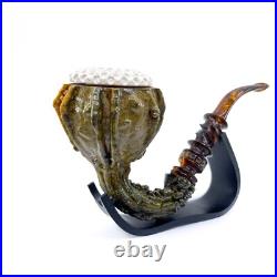 S. Yanik Meerschaum Pipe Handmade Calabash Smoking Pipe, Real Gourd, Tobacco Pipe