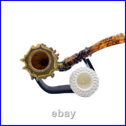 S. Yanik Meerschaum Pipe Handmade Calabash Smoking Pipe, Real Gourd, Tobacco Pipe