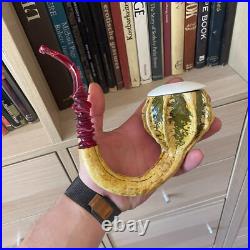 S. Yanik Meerschaum Pipe Handmade Real Gourd Calabash Smoking Pipe, Tobacco Pipe