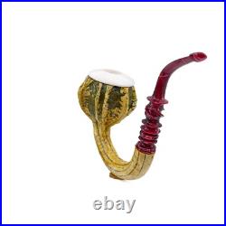 S. Yanik Meerschaum Pipe Handmade Real Gourd Calabash Smoking Pipe, Tobacco Pipe