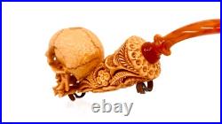S. Yanik Meerschaum Pipe Handmade Skull Smoking Pipe, Ornament Tobacco Pipe