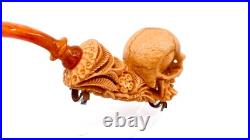 S. Yanik Meerschaum Pipe Handmade Skull Smoking Pipe, Ornament Tobacco Pipe