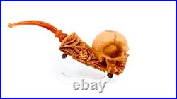 S. Yanik Meerschaum Pipe Handmade Skull Smoking Pipe, Ornament Tobacco Pipe