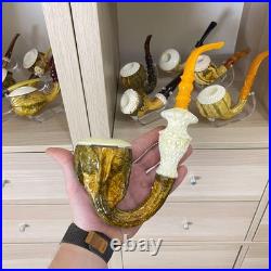 S. Yanik Meerschaum Pipe Huge Calabash Smoking Pipe, Real Gourd Tobacco Pipe