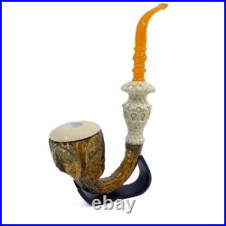 S. Yanik Meerschaum Pipe Huge Calabash Smoking Pipe, Real Gourd Tobacco Pipe