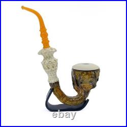 S. Yanik Meerschaum Pipe Huge Calabash Smoking Pipe, Real Gourd Tobacco Pipe