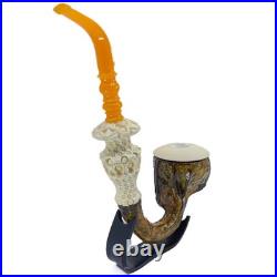 S. Yanik Meerschaum Pipe Huge Calabash Smoking Pipe, Real Gourd Tobacco Pipe