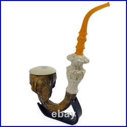 S. Yanik Meerschaum Pipe Huge Calabash Smoking Pipe, Real Gourd Tobacco Pipe