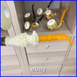 S. Yanik Meerschaum Pipe Huge Calabash Smoking Pipe, Real Gourd Tobacco Pipe