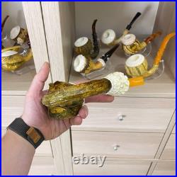 S. Yanik Meerschaum Pipe Huge Calabash Smoking Pipe, Real Gourd Tobacco Pipe