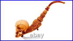 S. Yanik Meerschaum Pipe Large Skull Smoking Pipe, Handmade Tobacco Pipe