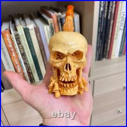 S. Yanik Meerschaum Pipe Large Skull Smoking Pipe, Handmade Tobacco Pipe