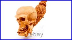 S. Yanik Meerschaum Pipe Large Skull Smoking Pipe, Handmade Tobacco Pipe