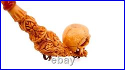 S. Yanik Meerschaum Pipe Large Skull Smoking Pipe, Handmade Tobacco Pipe