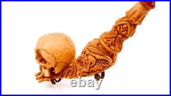 S. Yanik Meerschaum Pipe Large Skull Smoking Pipe, Handmade Tobacco Pipe