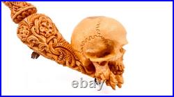 S. Yanik Meerschaum Pipe Large Skull Smoking Pipe, Handmade Tobacco Pipe